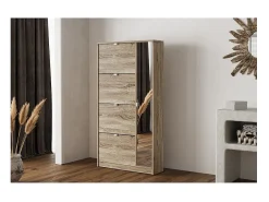 Móvel para Sapatos MEXICO – 4 gavetas e 1 porta com espelho – Cor carvalho sonoma – Design prático e contemporâneo
