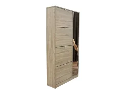 Móvel para Sapatos MEXICO – 4 gavetas e 1 porta com espelho – Cor carvalho sonoma – Design prático e contemporâneo