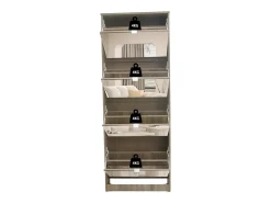 Móvel para sapatos MEXICO – 4 gavetas com espelhos – Cor carvalho sonoma – Armazenamento vertical contemporâneo