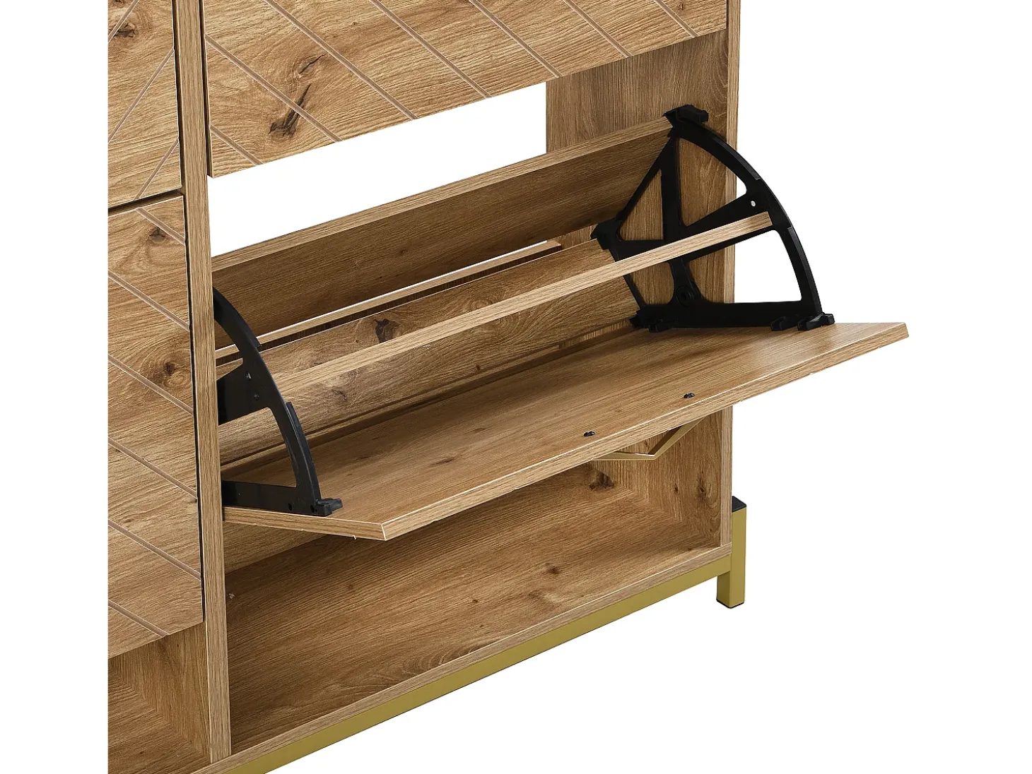 Móvel para sapatos moderno 108.5×24×100 cm - com 4 portas - MDF - natural