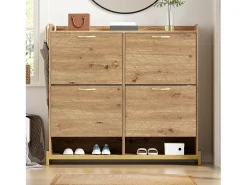 Móvel para sapatos moderno 108.5×24×100 cm - com 4 portas - MDF - natural