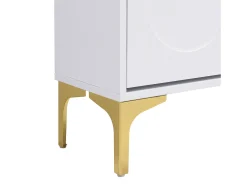 Móvel para sapatos moderno 63x24x120 cm - 3 níveis de armazenamento - Pés de metal - MDF - Branco