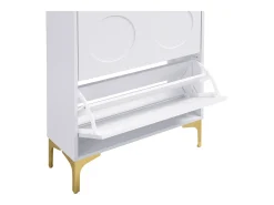 Móvel para sapatos moderno 63x24x120 cm - 3 níveis de armazenamento - Pés de metal - MDF - Branco