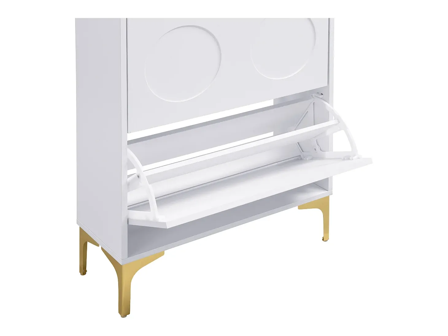 Móvel para sapatos moderno 63x24x120 cm - 3 níveis de armazenamento - Pés de metal - MDF - Branco