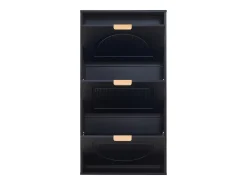 Móvel para sapatos moderno 60x24x114 cm - com 3 portas basculantes - Preto