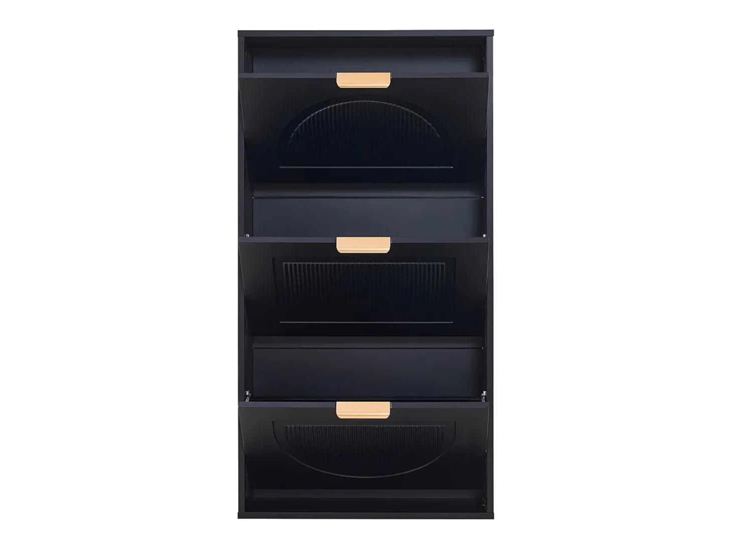 Móvel para sapatos moderno 60x24x114 cm - com 3 portas basculantes - Preto