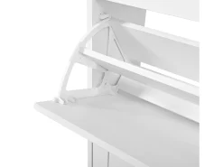 Móvel para sapatos moderno 87x26x120 cm - 3 portas basculantes - puxadores redondos de madeira - MDF - branco