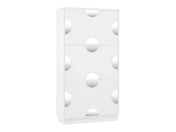 Móvel para sapatos moderno - três portas - espelho redondo - grande espaço de armazenamento - MDF - branco