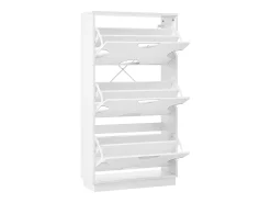 Móvel para sapatos moderno - três portas - espelho redondo - grande espaço de armazenamento - MDF - branco