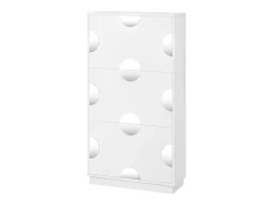 Móvel para sapatos moderno - três portas - espelho redondo - grande espaço de armazenamento - MDF - branco