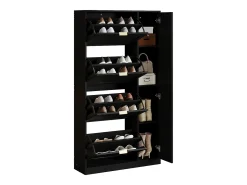 Móvel para sapatos moderno - con espelho + 4 compartimentos basculantes - Preto