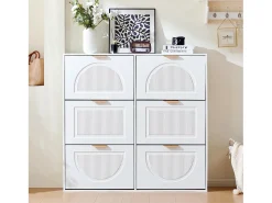 Móvel para sapatos moderno 118x25x115 cm - com 6 portas basculantes - Branco
