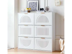 Móvel para sapatos moderno 118x25x115 cm - com 6 portas basculantes - Branco