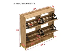 Móvel para sapatos moderno - com portas de rattan - 4 portas - estrutura metálica - natural