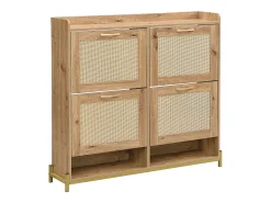 Móvel para sapatos moderno - com portas de rattan - 4 portas - estrutura metálica - natural