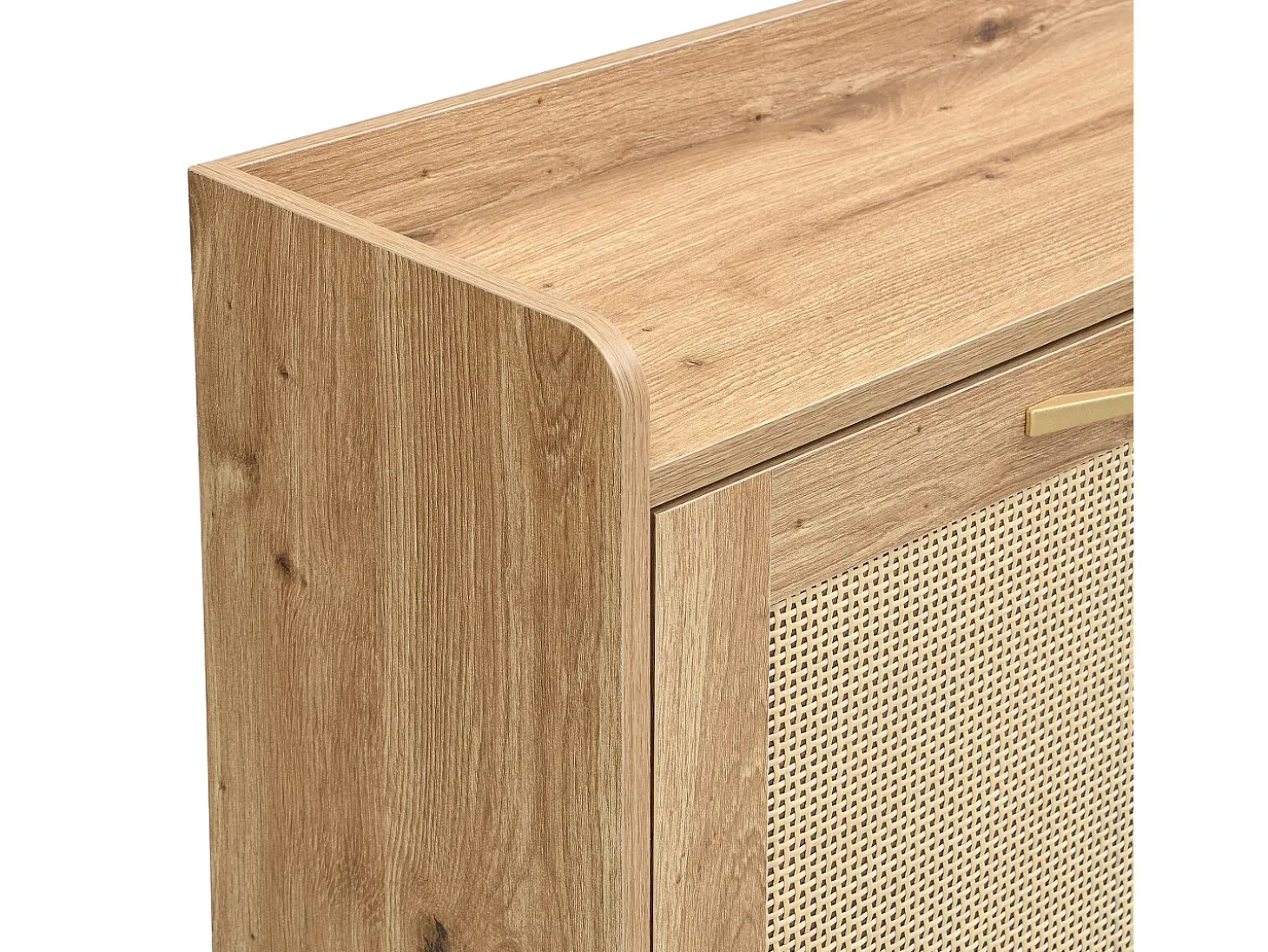 Móvel para sapatos moderno - com portas de rattan - 4 portas - estrutura metálica - natural