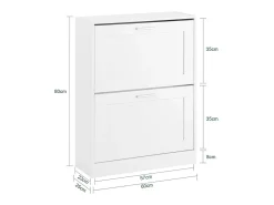 Móvel para sapatos moderno com 2 portas basculantes, Branco, 60x25x80cm, FSR137-W