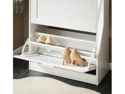 Móvel para sapatos moderno com 2 portas basculantes, Branco, 60x25x80cm, FSR137-W