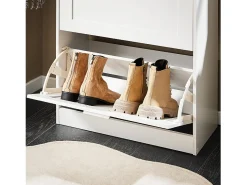 Móvel para sapatos moderno com 2 portas basculantes, Branco, 60x25x80cm, FSR137-W