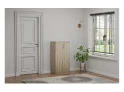 Móvel para Sapatos MUNDA – 2 portas – Cor carvalho sonoma – Armazenamento compacto e estilo contemporâneo