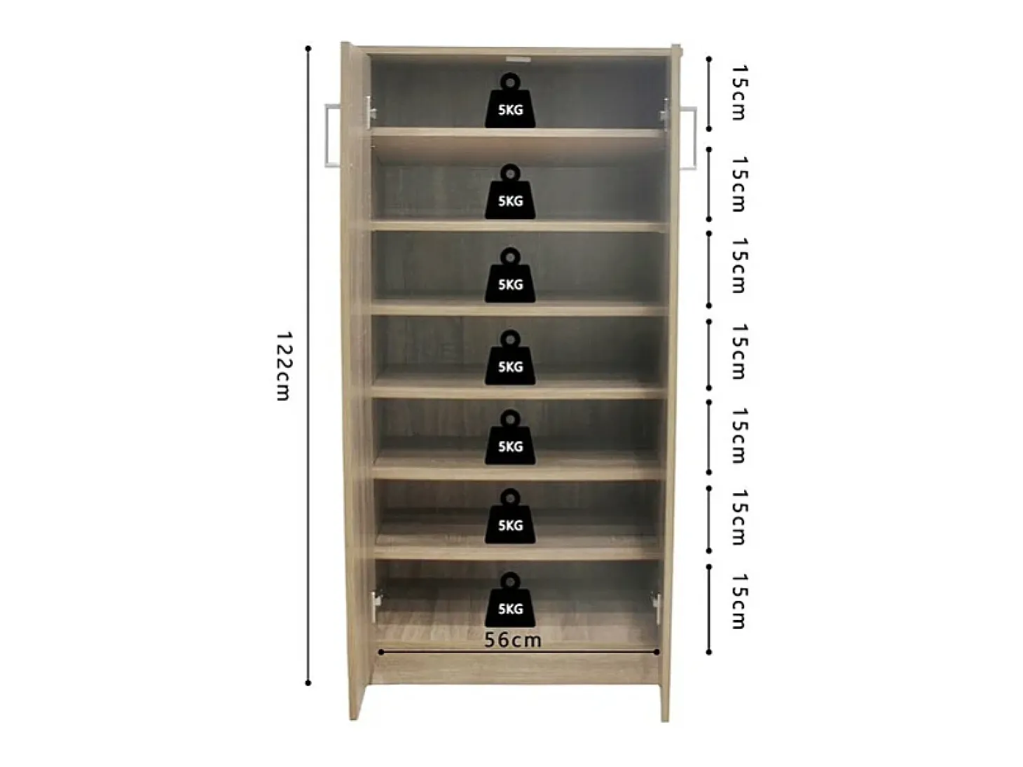 Móvel para Sapatos MUNDA – 2 portas – Cor carvalho sonoma – Armazenamento compacto e estilo contemporâneo