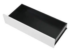 Móvel para sapatos 105x39.5x86 cm - 2 portas e 1 gaveta - Com iluminação LED - Com prateleiras ajustáveis - Branco + Preto