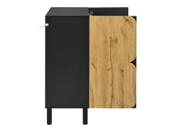 Móvel para sapatos 80x38,5x95 cm - con 4 portas - Prateleiras ajustáveis - Pés de ferro preto - Natural e preto