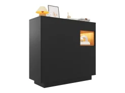 Móvel para sapatos 105x39.5x100.5 cm - 1 gaveta e 3 portas - com iluminação LED - com prateleiras ajustáveis - Preto e natural