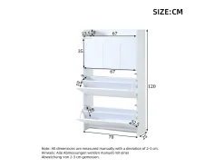 Móvel para sapatos 70x25x120 cm - con 6 compartimentos - 3 portas basculantes - MDF - Branco