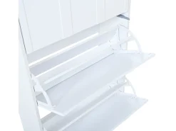 Móvel para sapatos 70x25x120 cm - con 6 compartimentos - 3 portas basculantes - MDF - Branco