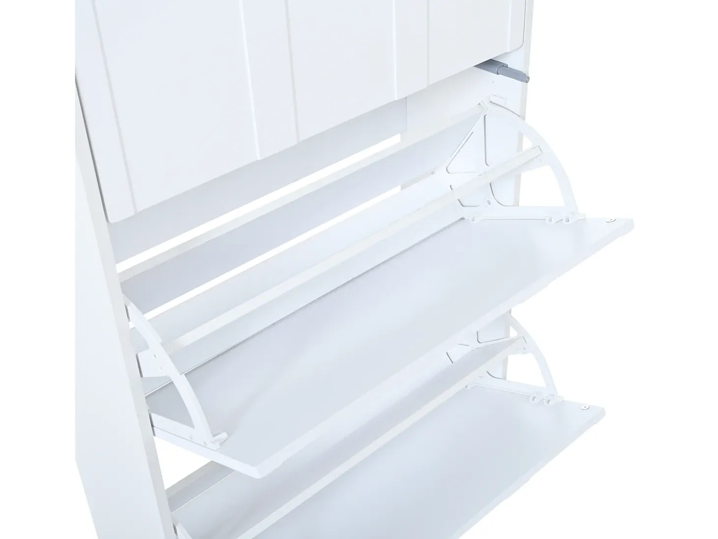 Móvel para sapatos 70x25x120 cm - con 6 compartimentos - 3 portas basculantes - MDF - Branco