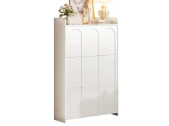 Móvel para sapatos 70x25x120 cm - con 6 compartimentos - 3 portas basculantes - MDF - Branco