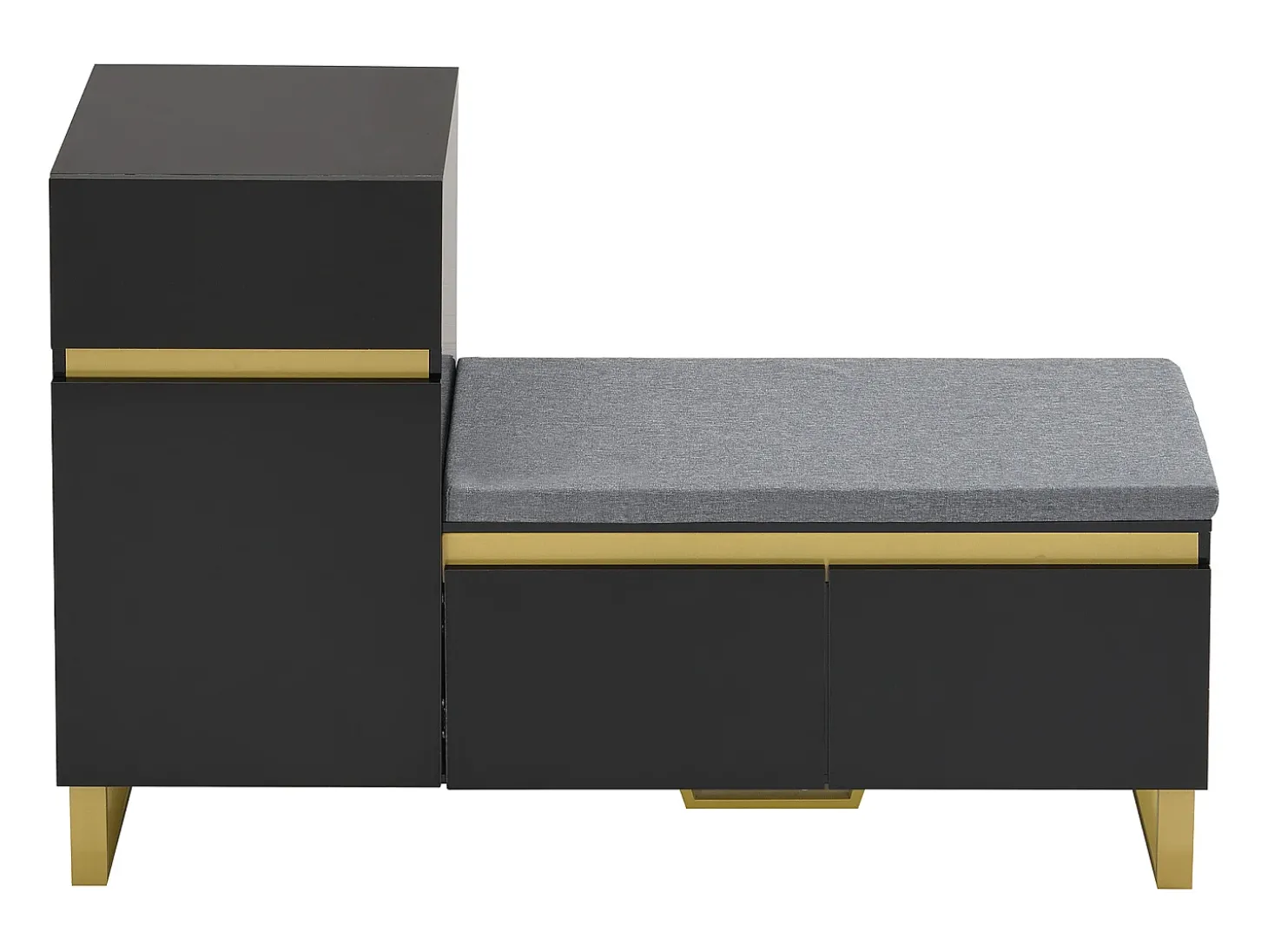 Móvel para sapatos 120x35x85 cm - 1 gaveta e 3 portas - com banco de sapatos acolchoado - Preto