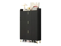 Móvel para sapatos 80x23,5x123,5 cm - 3 portas - 6 compartimentos - Altura ajustável - MDF - Preto