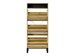 Móvel para sapatos 63x24x147 cm - 3 portas e várias prateleiras - acabamento madeira - MDF - natural