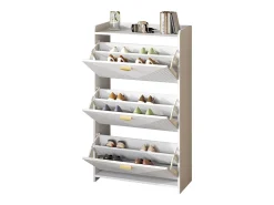 Móvel para sapatos 70x30x120 cm - 3 portas basculantes - 6 compartimentos de armazenamento - MDF - Branco