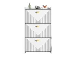 Móvel para sapatos 70x30x120 cm - 3 portas basculantes - 6 compartimentos de armazenamento - MDF - Branco