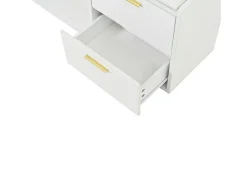 Móvel para sapatos 128x30x68 cm - com 2 gavetas e 1 porta - com banco para calçado - Acabamento brilhante - Branco
