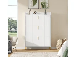 Móvel para sapatos 80x23,5x123,5 cm - com 3 portas basculantes - com 6 compartimentos ajustáveis - branco