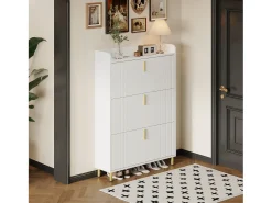 Móvel para sapatos 80x23,5x123,5 cm - com 3 portas basculantes - com 6 compartimentos ajustáveis - branco