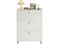 Móvel para sapatos 80x23,5x123,5 cm - com 3 portas basculantes - com 6 compartimentos ajustáveis - branco