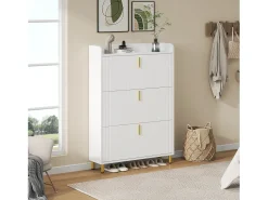 Móvel para sapatos 80x23,5x123,5 cm - com 3 portas basculantes - com 6 compartimentos ajustáveis - branco