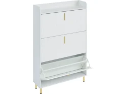 Móvel para sapatos 80x23,5x123,5 cm - com 3 portas basculantes - com 6 compartimentos ajustáveis - branco