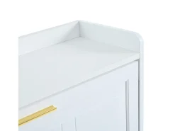 Móvel para sapatos 70x24x120 cm - 3 portas basculantes - 6 compartimentos - MDF e painéis de partículas - Branco