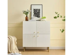 Móvel para sapatos 80x36x90cm - 4 portas - Pés de metal - MDF - Branco