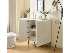 Móvel para sapatos 80x36x90cm - 4 portas - Pés de metal - MDF - Branco
