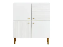 Móvel para sapatos 80x36x90cm - 4 portas - Pés de metal - MDF - Branco
