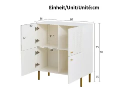 Móvel para sapatos 80x36x90cm - 4 portas - Pés de metal - MDF - Branco