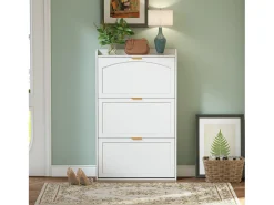 Móvel para sapatos 76x23x118cm - com 3 grandes portas de correr - branco