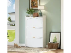 Móvel para sapatos 76x23x118cm - com 3 grandes portas de correr - branco